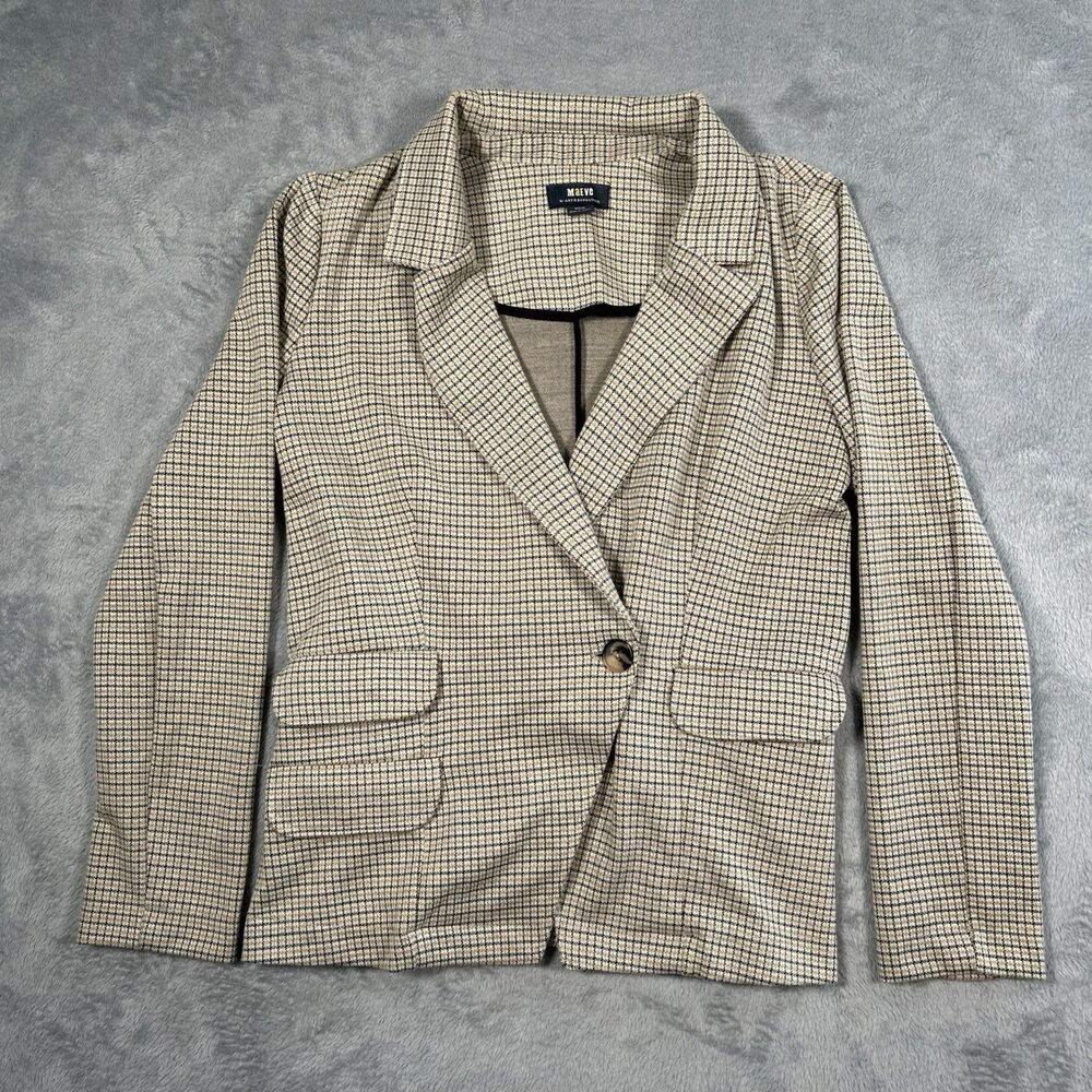 Maeve Blazer Womens Medium Plaid Double Breasted Knit Collegiate Anthropologie